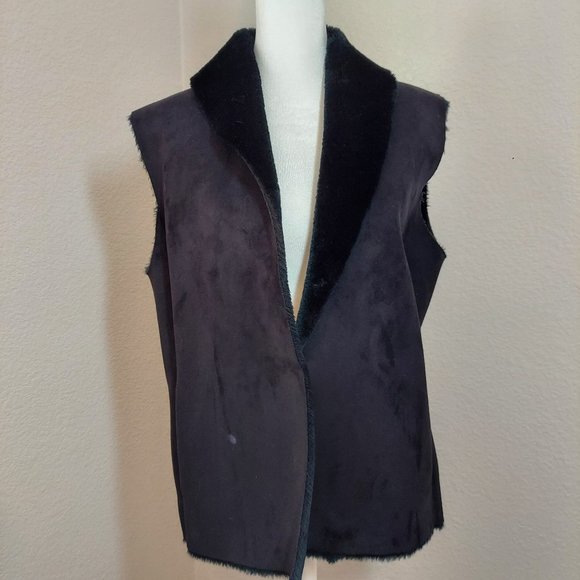 Lauren Ralph Lauren Jackets & Blazers - Vintage Lauren by Ralph Lauren  Faux Suede Fur Vest  Black Sz L  NWOT